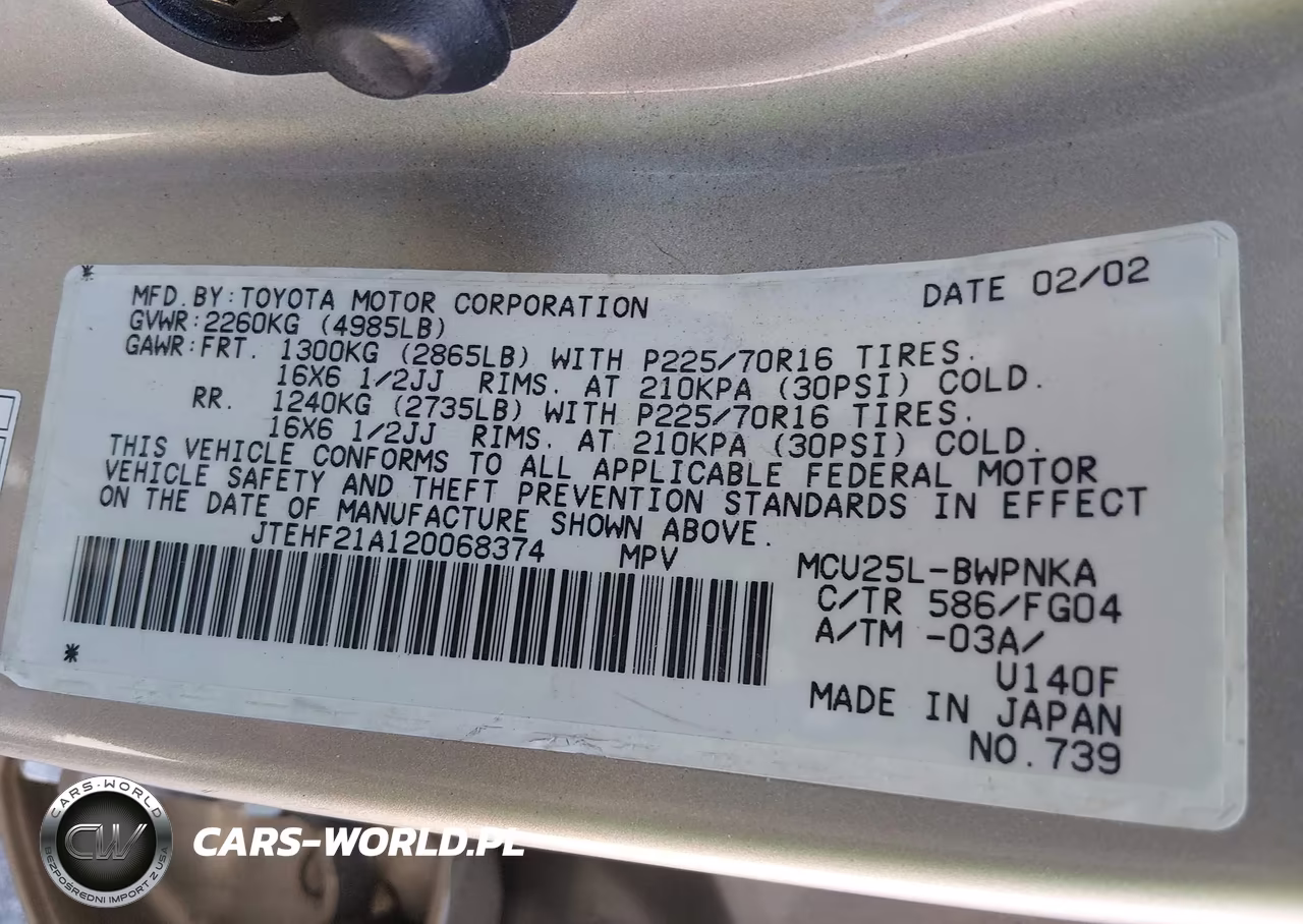 2002 Toyota Highlander V6 VIN:JTEHF21A120068374 - 9