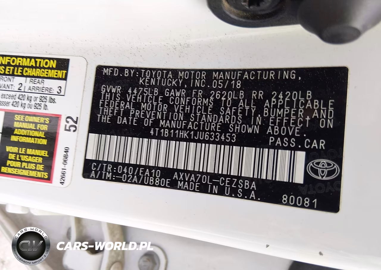 2018 Toyota Camry Se VIN:4T1B11HK1JU633453 - 9