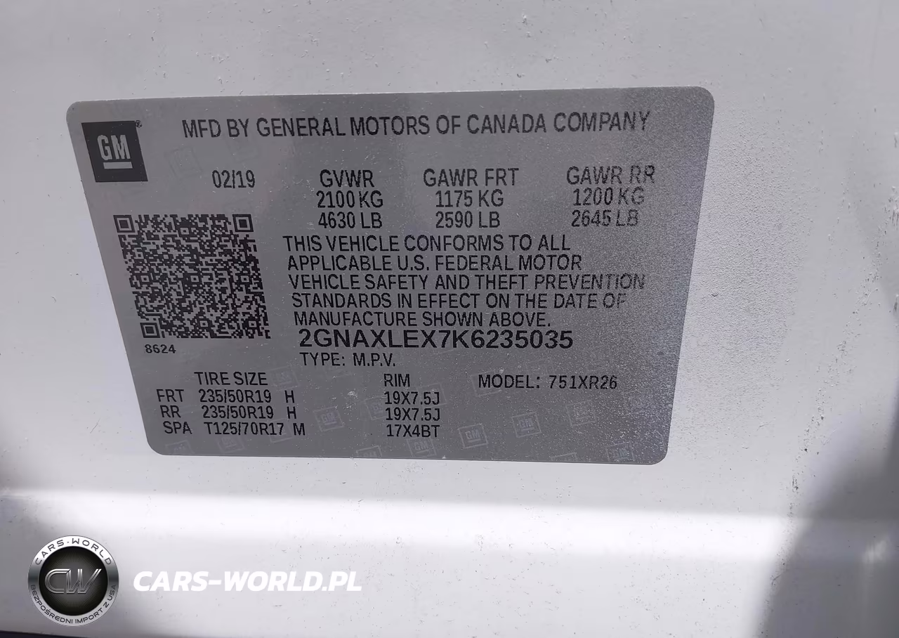 2019 Chevrolet Equinox Lt VIN:2GNAXLEX7K6235035 - 9