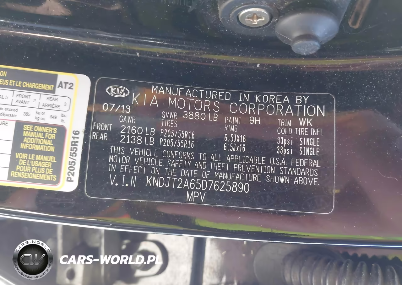 2013 Kia Soul + VIN:KNDJT2A65D7625890 - 9