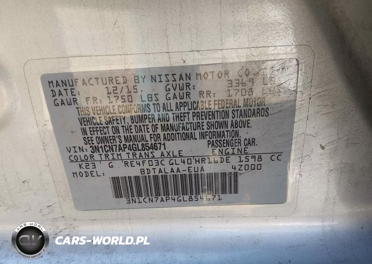 2016 Nissan Versa 1.6 S VIN:3N1CN7AP4GL854671 - 9
