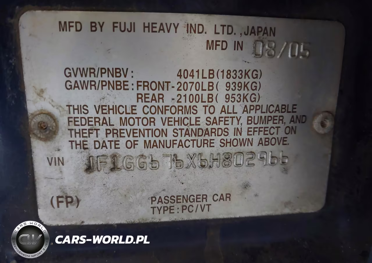 2006 Subaru Impreza 2.5I VIN:JF1GG676X6H802966 - 9