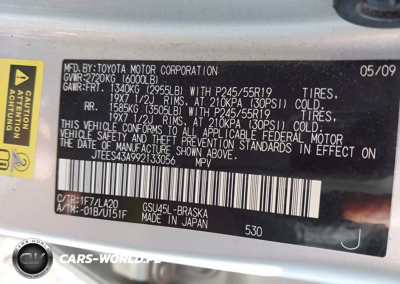 2009 Toyota Highlander Sport VIN:JTEES43A992133056 - 9