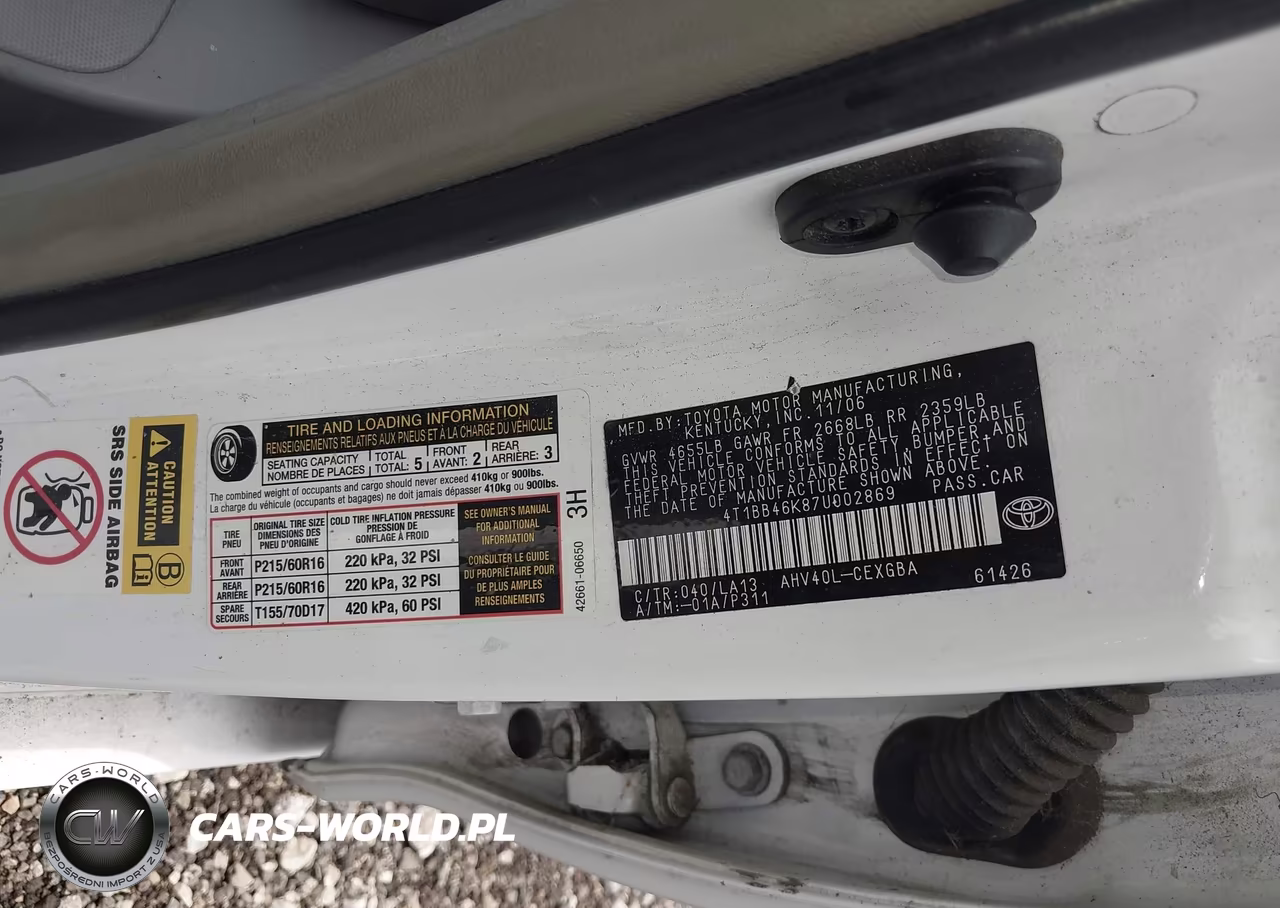 2007 Toyota Camry Hybrid VIN:4T1BB46K87U002869 - 9