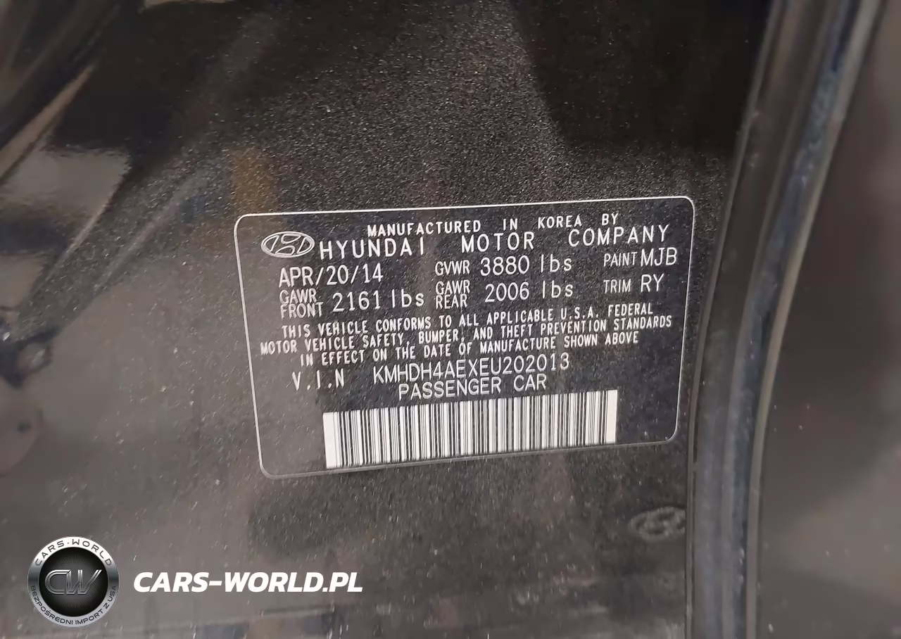 2014 Hyundai Elantra Limited VIN:KMHDH4AEXEU202013 - 9