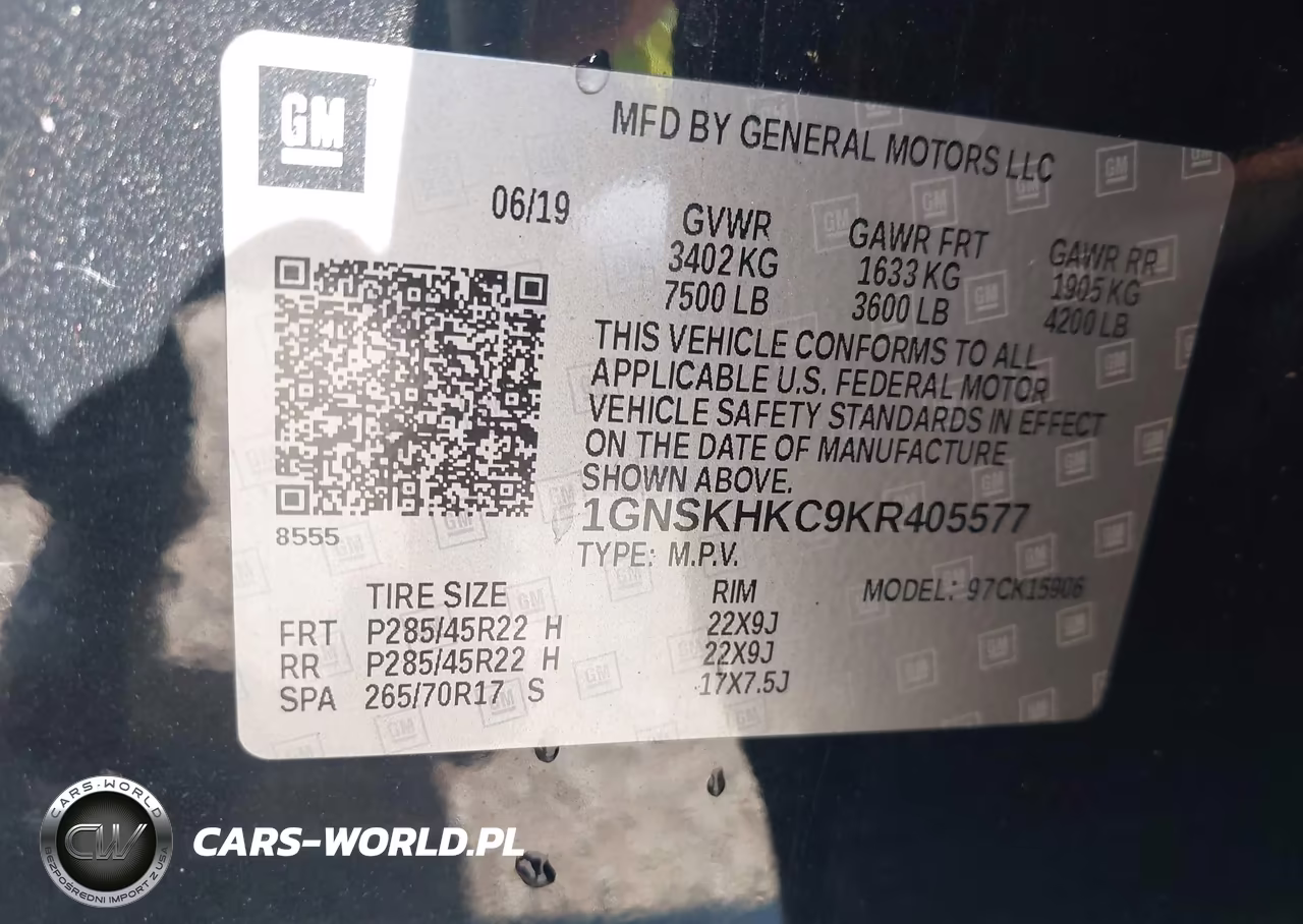 2019 Chevrolet Suburban Lt VIN:1GNSKHKC9KR405577 - 9