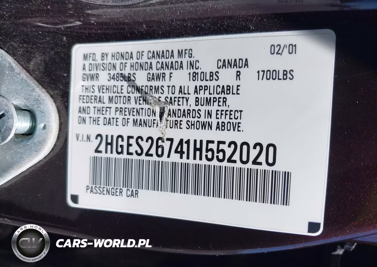 2001 Honda Civic Ex VIN:2HGES26741H552020 - 9