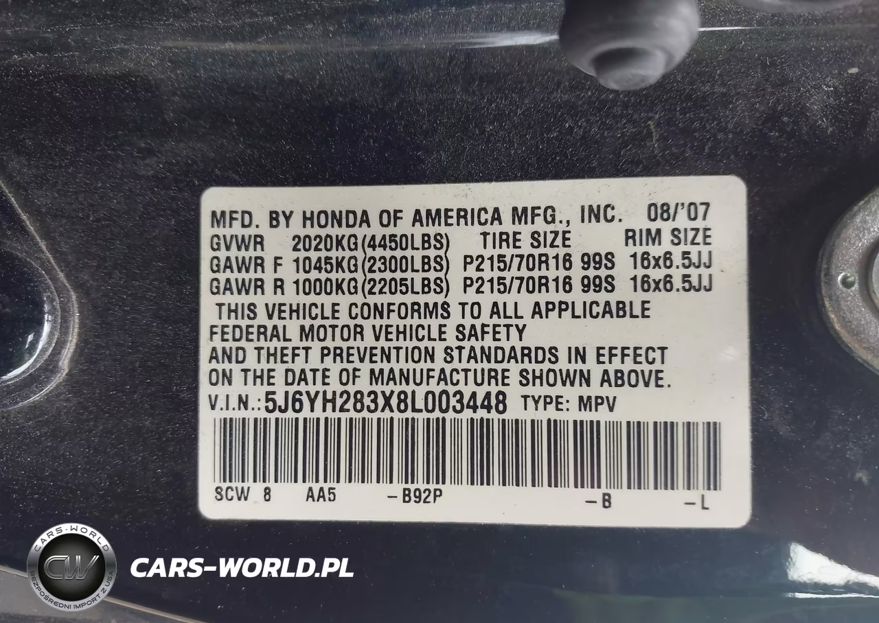 2008 Honda Element Lx VIN:5J6YH283X8L003448 - 9