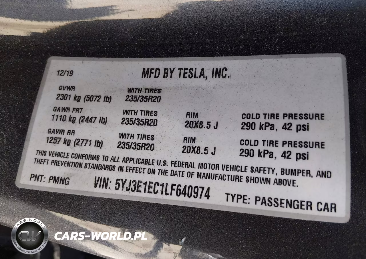 2020 Tesla Model 3 Performance Dual Motor All-Wheel Drive VIN:5YJ3E1EC1LF640974 - 9