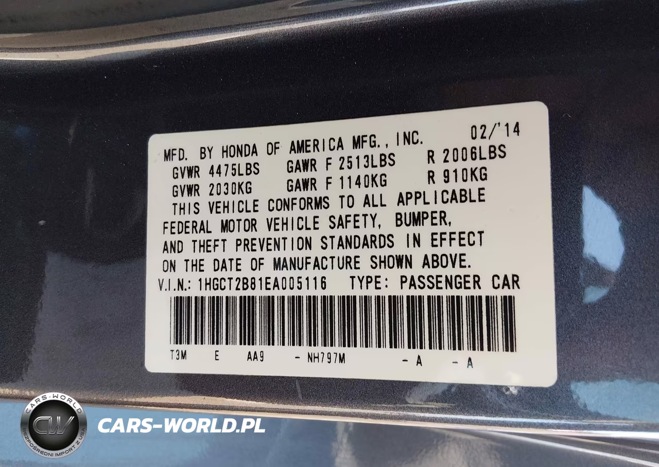 2014 Honda Accord Ex-L V-6 VIN:1HGCT2B81EA005116 - 9