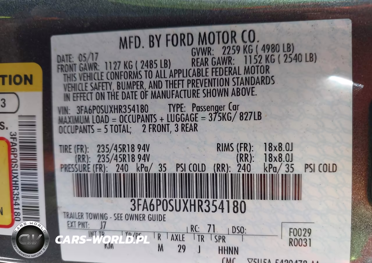 2017 Ford Fusion Energi Titanium VIN:3FA6P0SUXHR354180 - 9