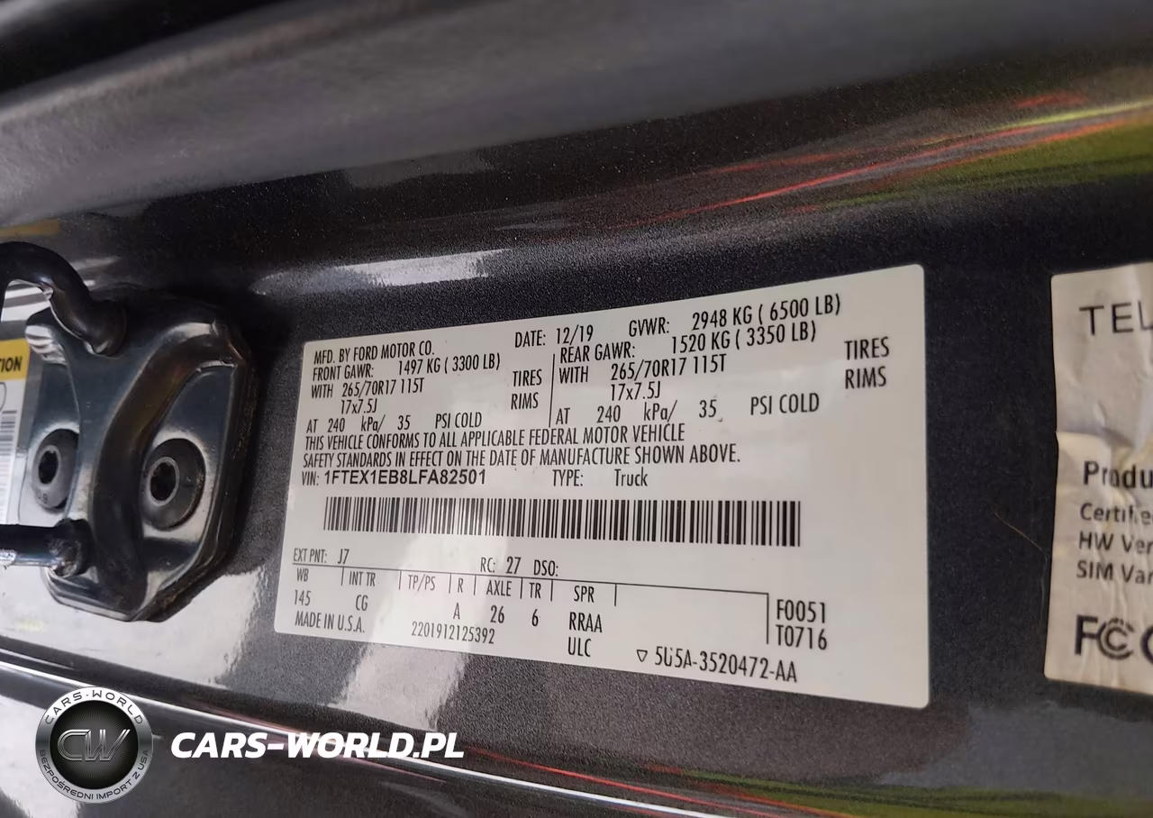 2020 Ford F-150 Xl VIN:1FTEX1EB8LFA82501 - 9