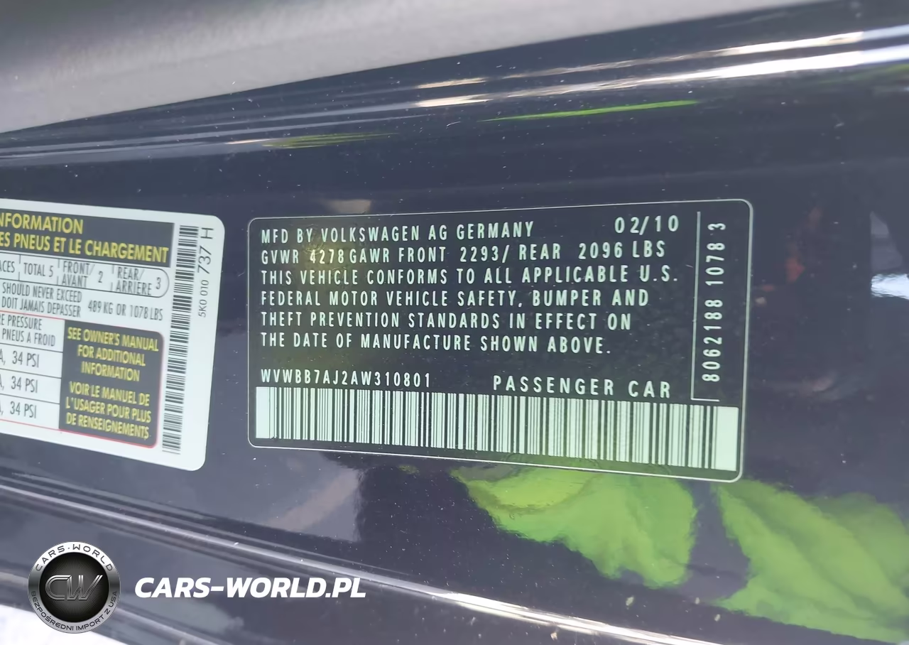 2010 Volkswagen Golf 2-Door VIN:WVWBB7AJ2AW310801 - 9