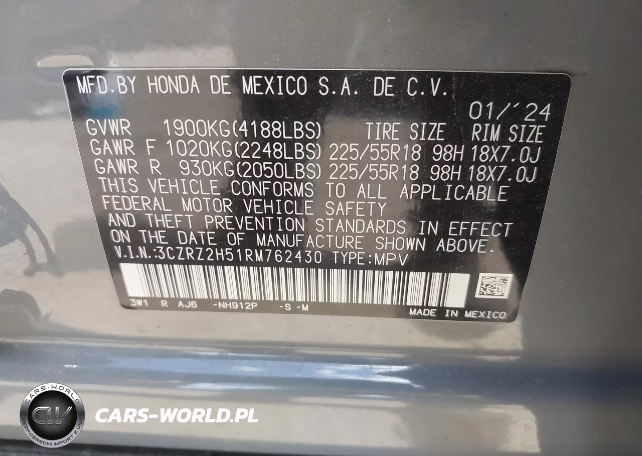2024 Honda Hr-V Awd Sport-Awd Sport W-O Bsi VIN:3CZRZ2H51RM762430 - 9