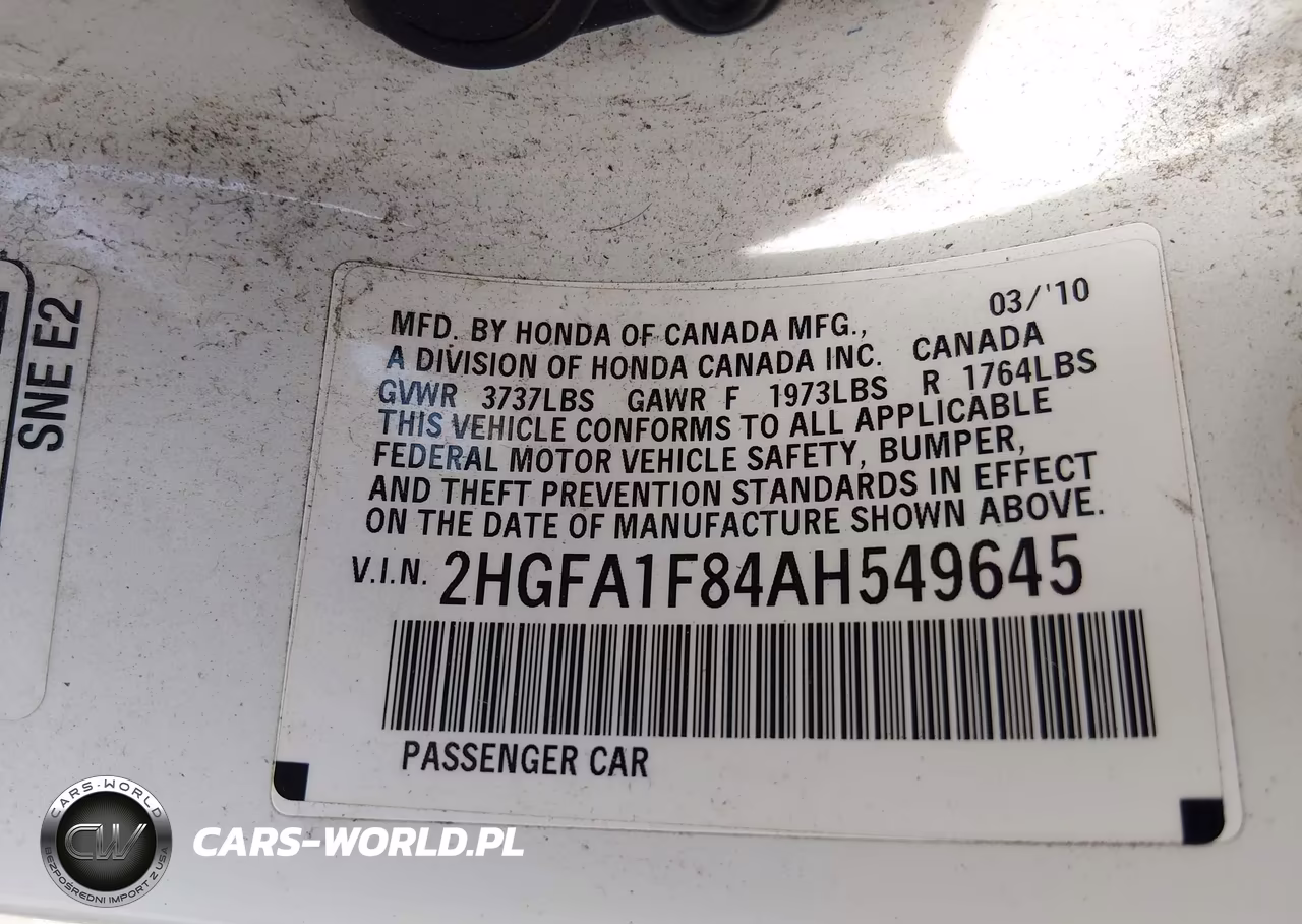 2010 Honda Civic Ex VIN:2HGFA1F84AH549645 - 9