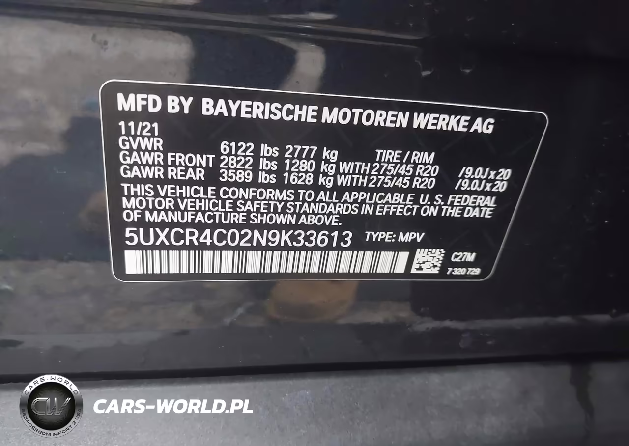 2022 BMW X5 Sdrive40I VIN:5UXCR4C02N9K33613 - 9