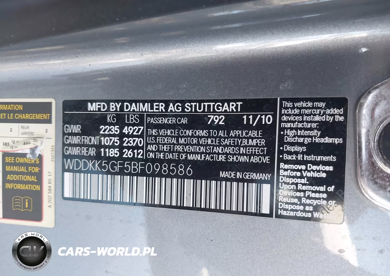 2011 Mercedes-Benz E 350 VIN:WDDKK5GF5BF098586 - 9
