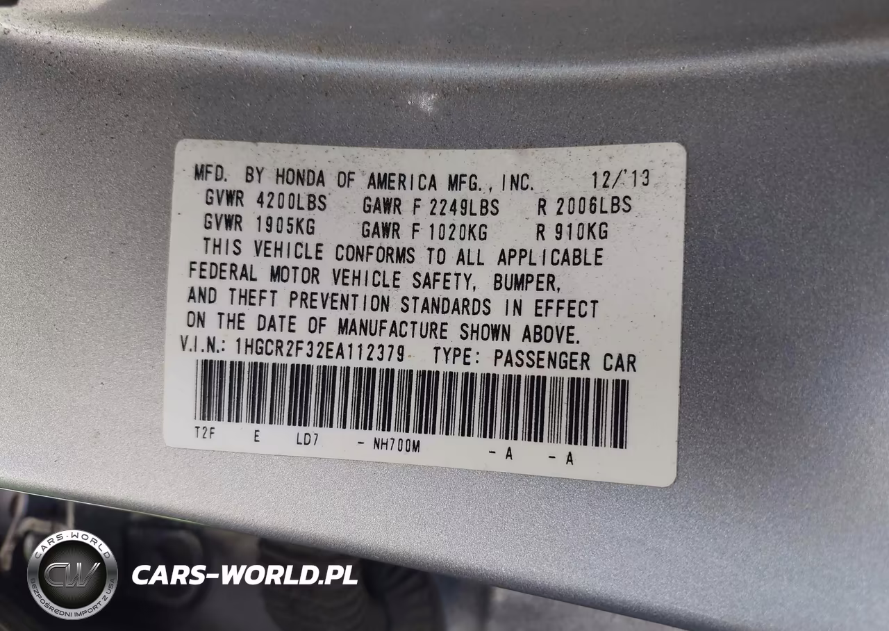 2014 Honda Accord Lx VIN:1HGCR2F32EA112379 - 9