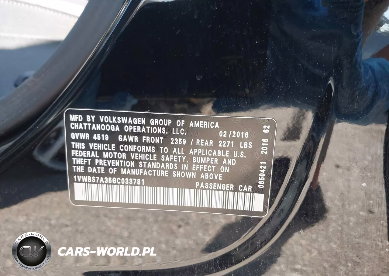 2016 Volkswagen Passat 1.8T Se VIN:1VWBS7A35GC033781 - 9