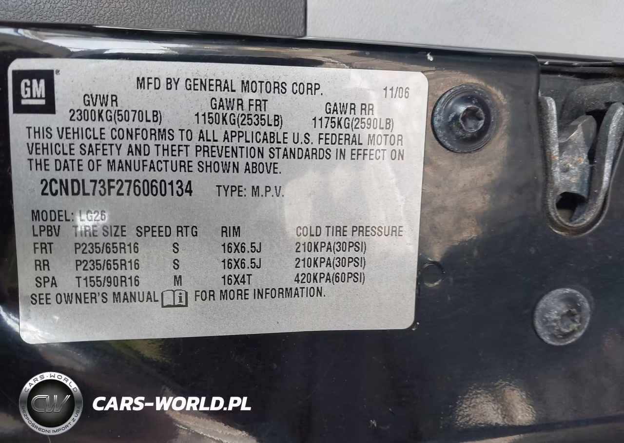 2007 Chevrolet Equinox Lt VIN:2CNDL73F276060134 - 9