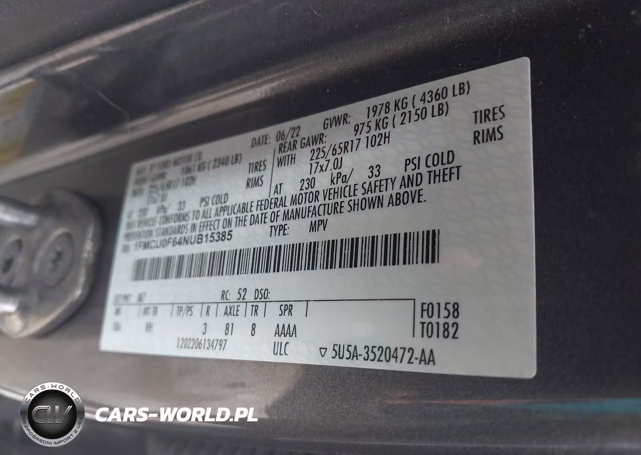 2022 Ford Escape S VIN:1FMCU0F64NUB15385 - 9