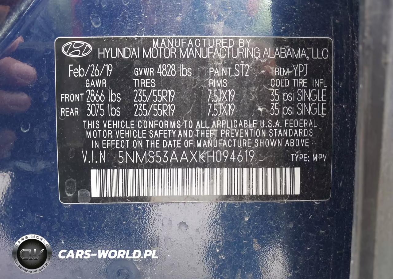 2019 Hyundai Santa Fe Ultimate 2.0T VIN:5NMS53AAXKH094619 - 9