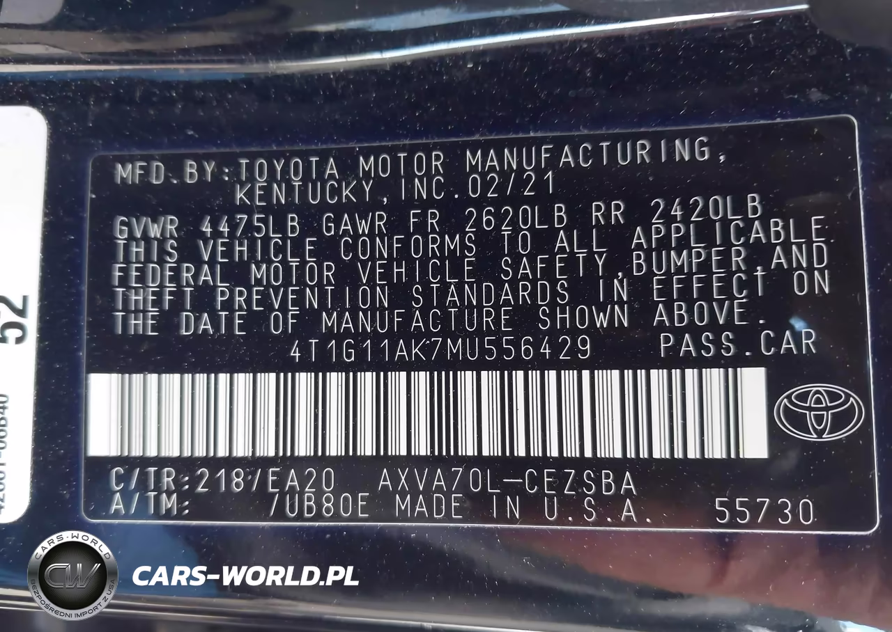 2021 Toyota Camry Se VIN:4T1G11AK7MU556429 - 9