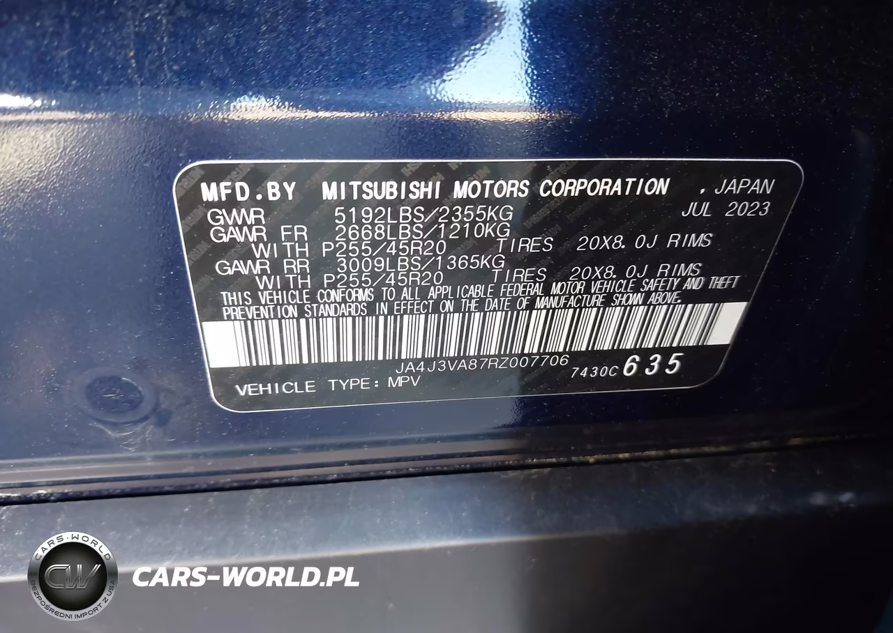 2024 Mitsubishi Outlander Se 2.5 2Wd VIN:JA4J3VA87RZ007706 - 9