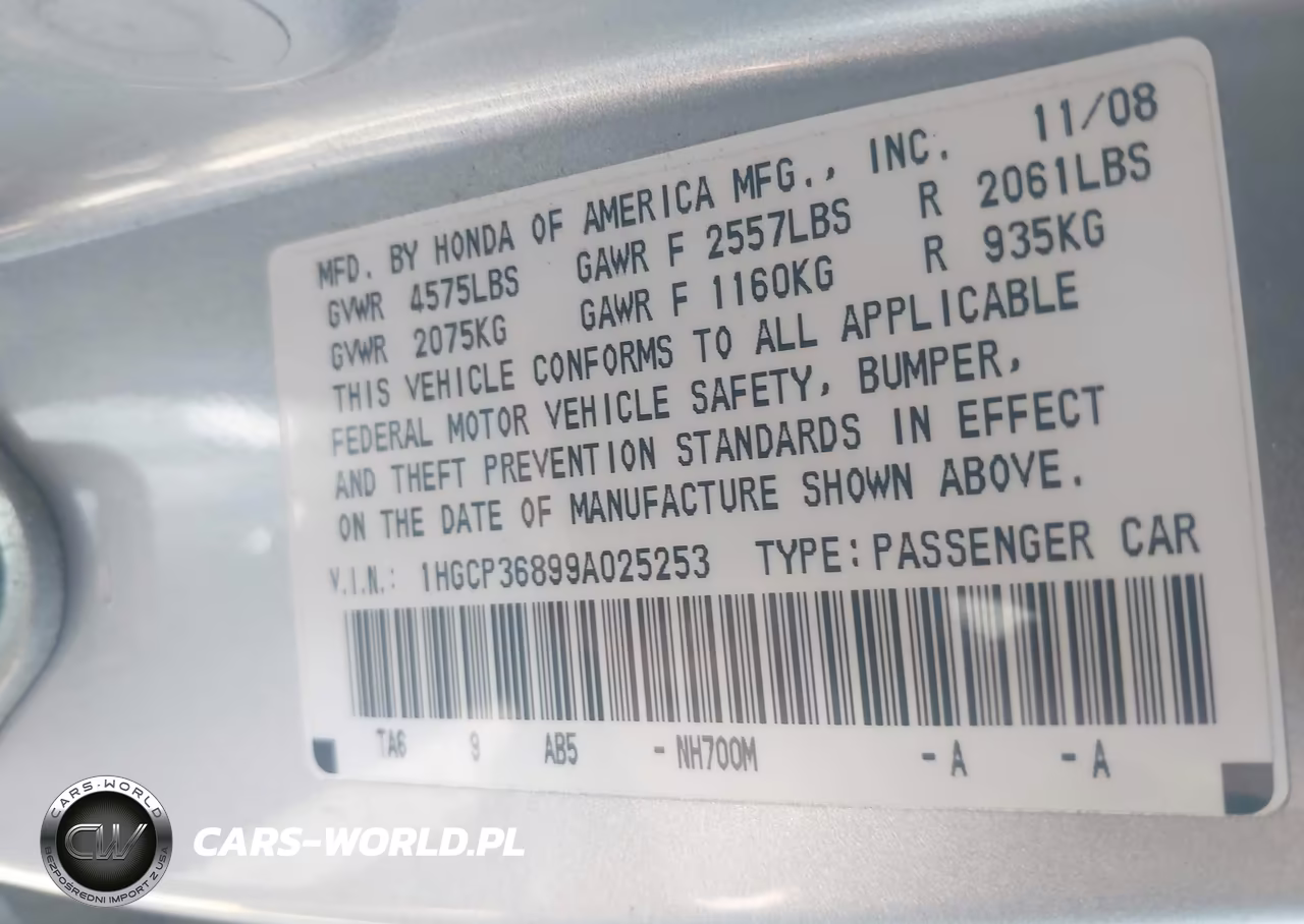 2009 Honda Accord 3.5 Ex-L VIN:1HGCP36899A025253 - 9