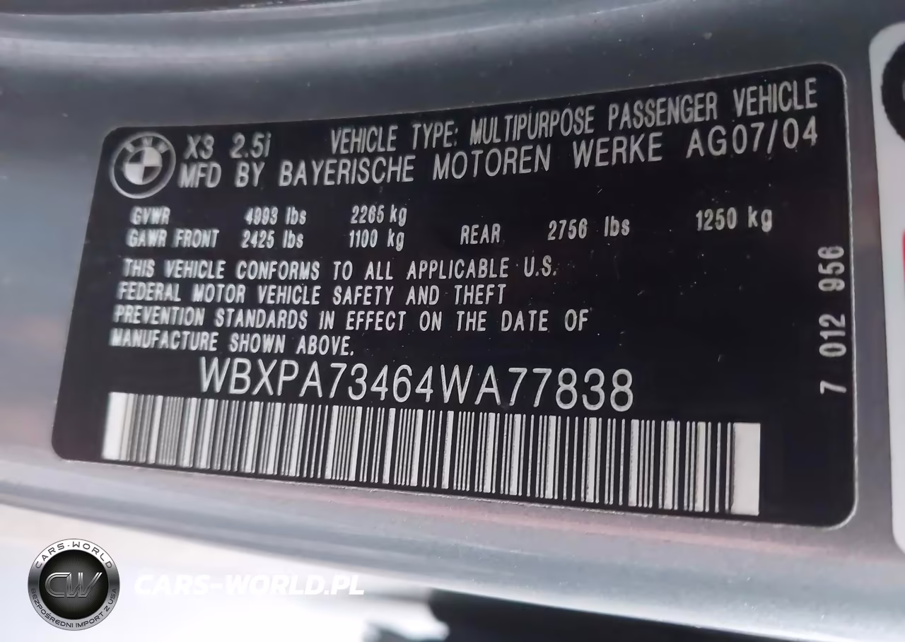 2004 BMW X3 2.5I VIN:WBXPA73464WA77838 - 9