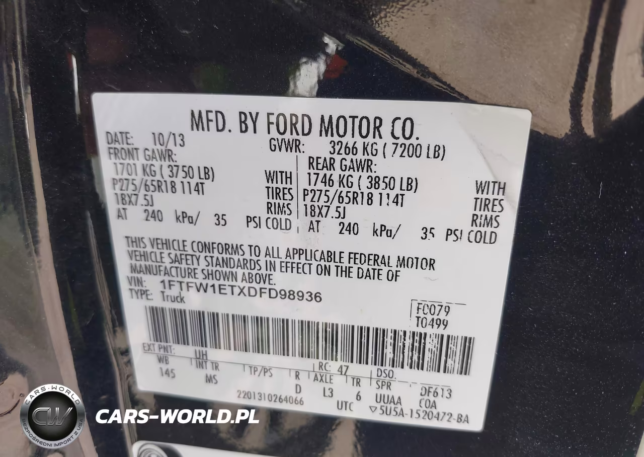 2013 Ford F-150 Xlt VIN:1FTFW1ETXDFD98936 - 9