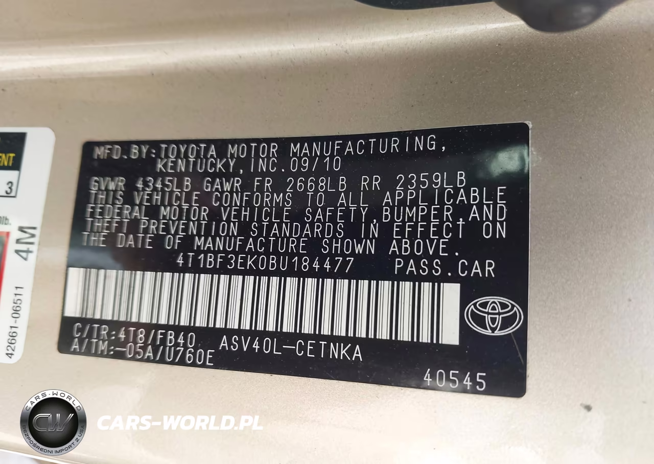 2011 Toyota Camry VIN:4T1BF3EK0BU184477 - 9