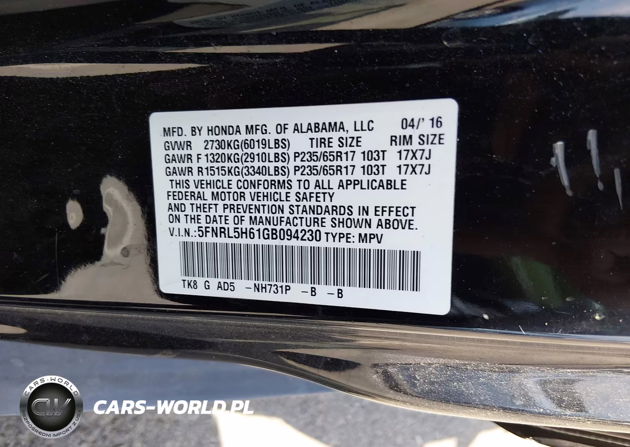 2016 Honda Odyssey Ex-L VIN:5FNRL5H61GB094230 - 9