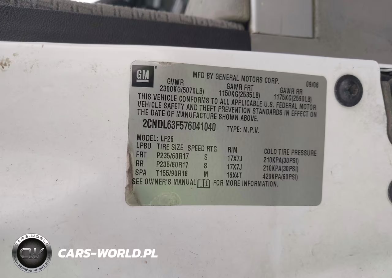 2007 Chevrolet Equinox Lt VIN:2CNDL63F576041040 - 9