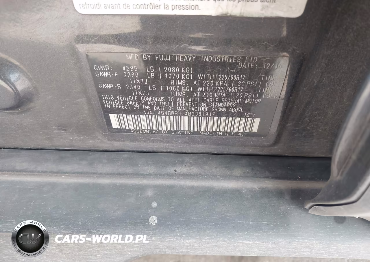 2011 Subaru Outback 2.5I Limited VIN:4S4BRBJC4B3381917 - 9