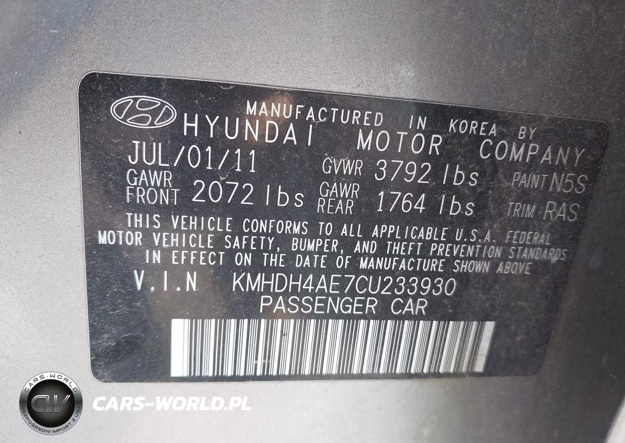 2012 Hyundai Elantra Gls (Ulsan Plant) VIN:KMHDH4AE7CU233930 - 9