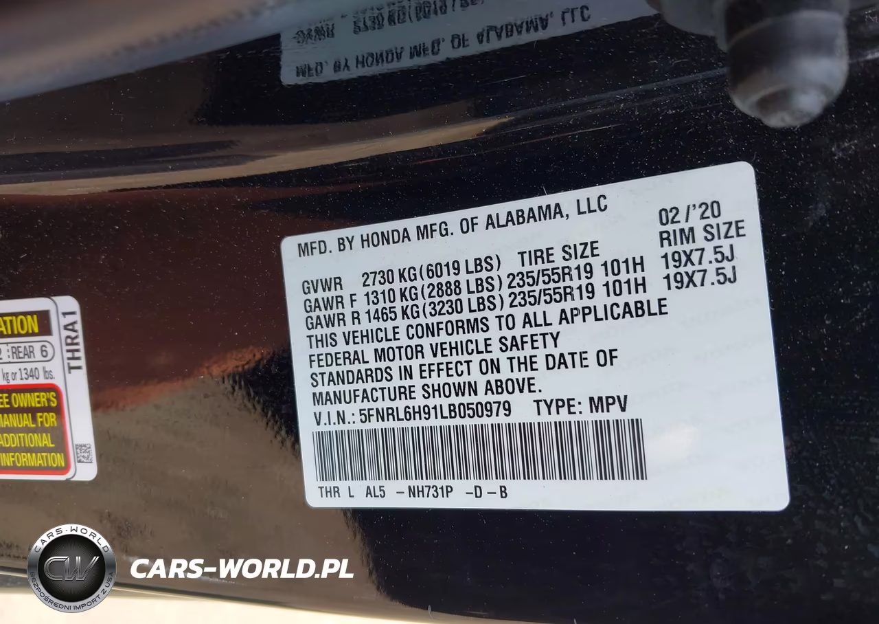 2020 Honda Odyssey Elite VIN:5FNRL6H91LB050979 - 9