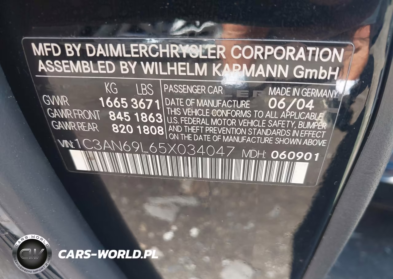 2005 Chrysler Crossfire Limited VIN:1C3AN69L65X034047 - 9