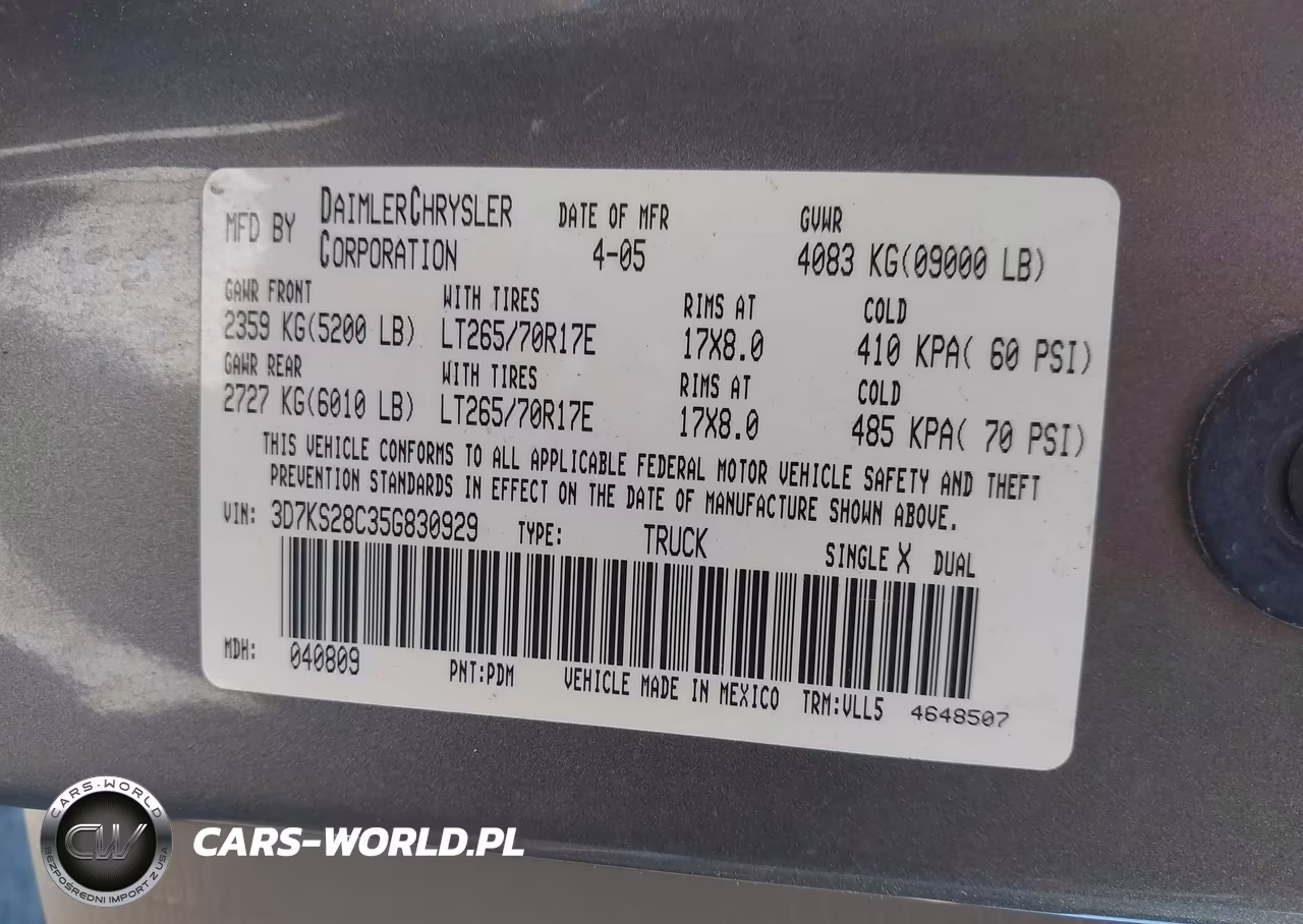 2005 Dodge Ram 2500 Slt-Laramie VIN:3D7KS28C35G830929 - 9