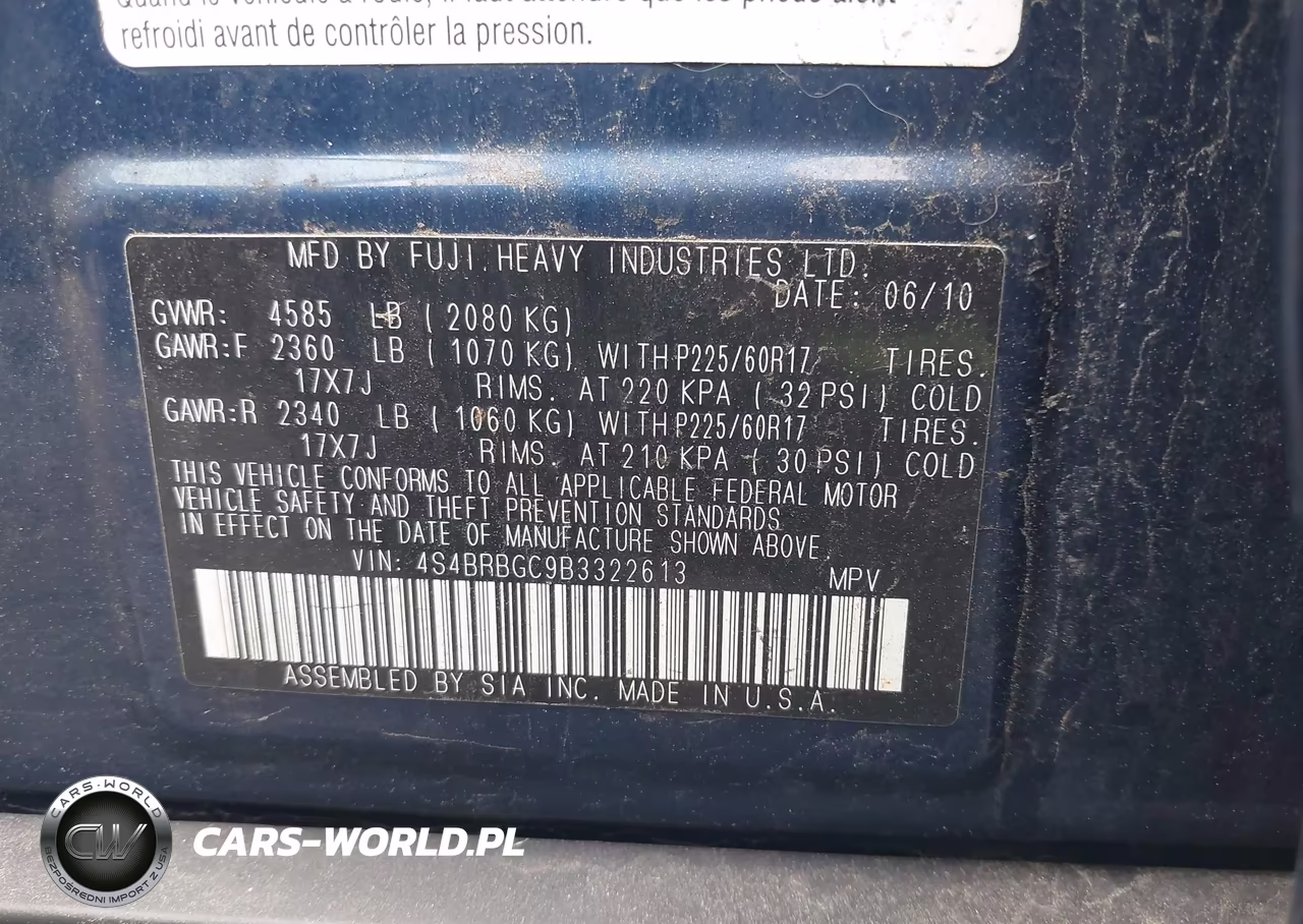 2011 Subaru Outback 2.5I Premium VIN:4S4BRBGC9B3322613 - 9