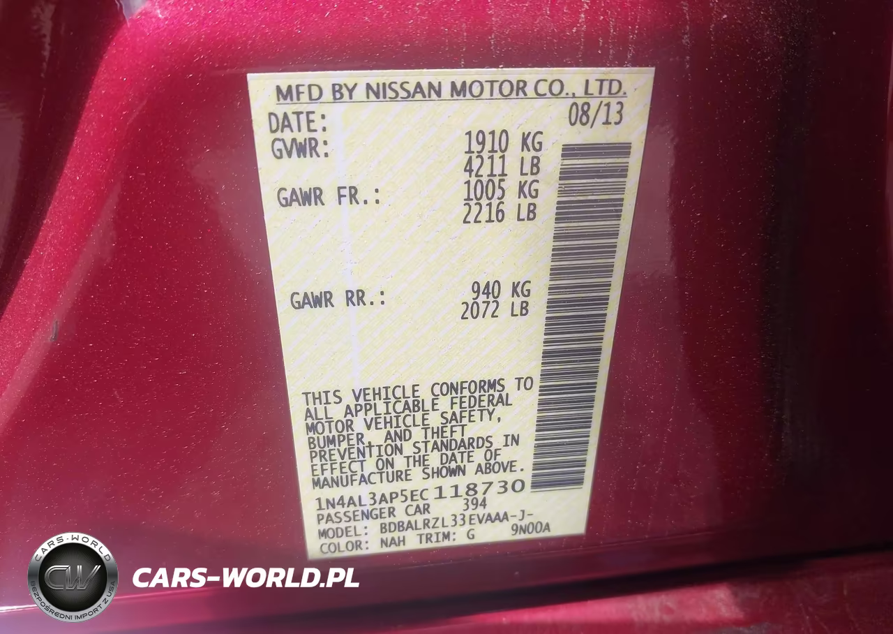 2014 Nissan Altima 2.5 S VIN:1N4AL3AP5EC118730 - 9