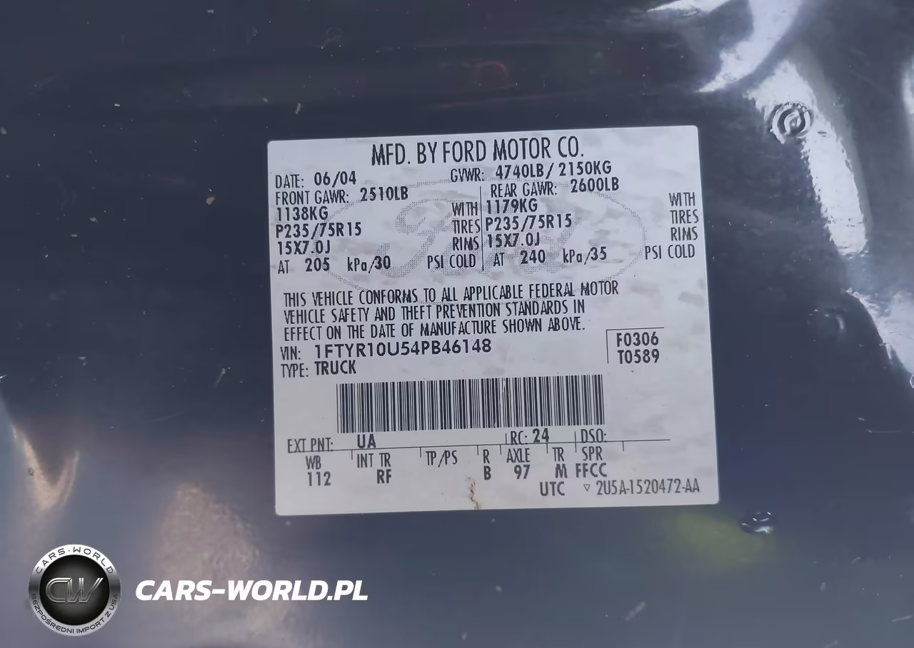2004 Ford Ranger Edge-Xl-Xlt VIN:1FTYR10U54PB46148 - 9