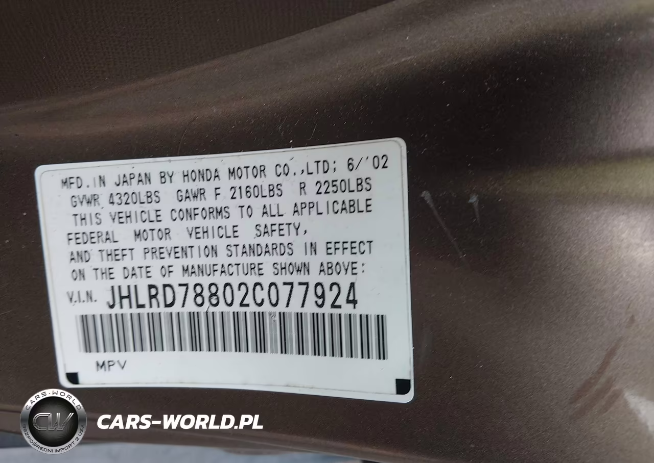 2002 Honda Cr-V Ex VIN:JHLRD78802C077924 - 9