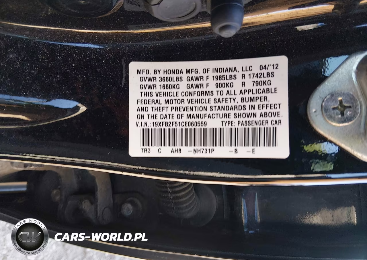 2012 Honda Civic Lx VIN:19XFB2F51CE060559 - 9
