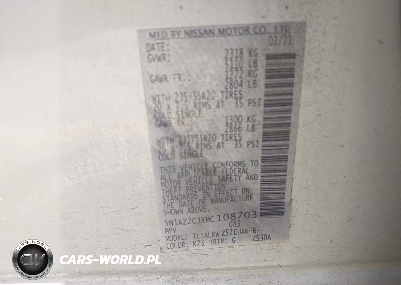 2021 Nissan Murano Sl Fwd VIN:5N1AZ2CJXMC108703 - 9