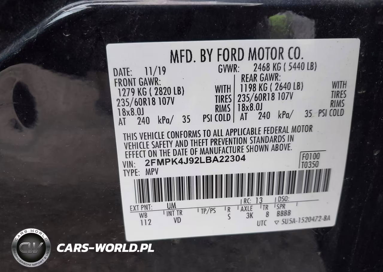 2020 Ford Edge Sel VIN:2FMPK4J92LBA22304 - 9