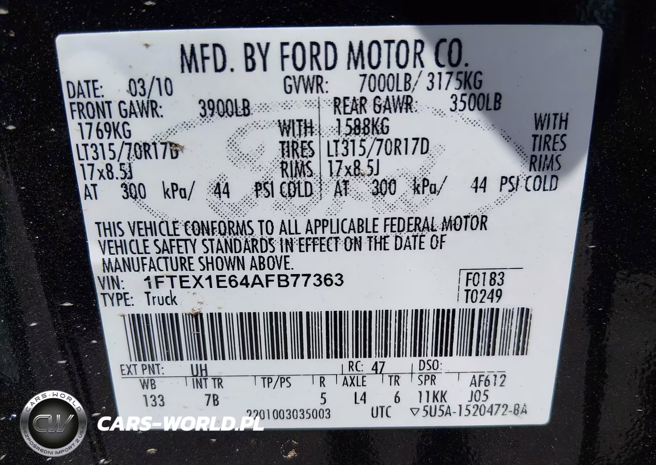 2010 Ford F-150 Svt Raptor VIN:1FTEX1E64AFB77363 - 9