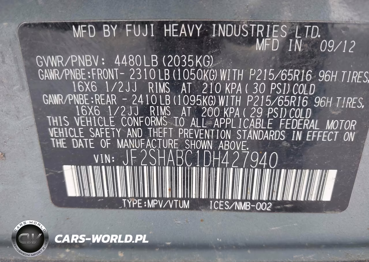 2013 Subaru Forester 2.5X VIN:JF2SHABC1DH427940 - 9