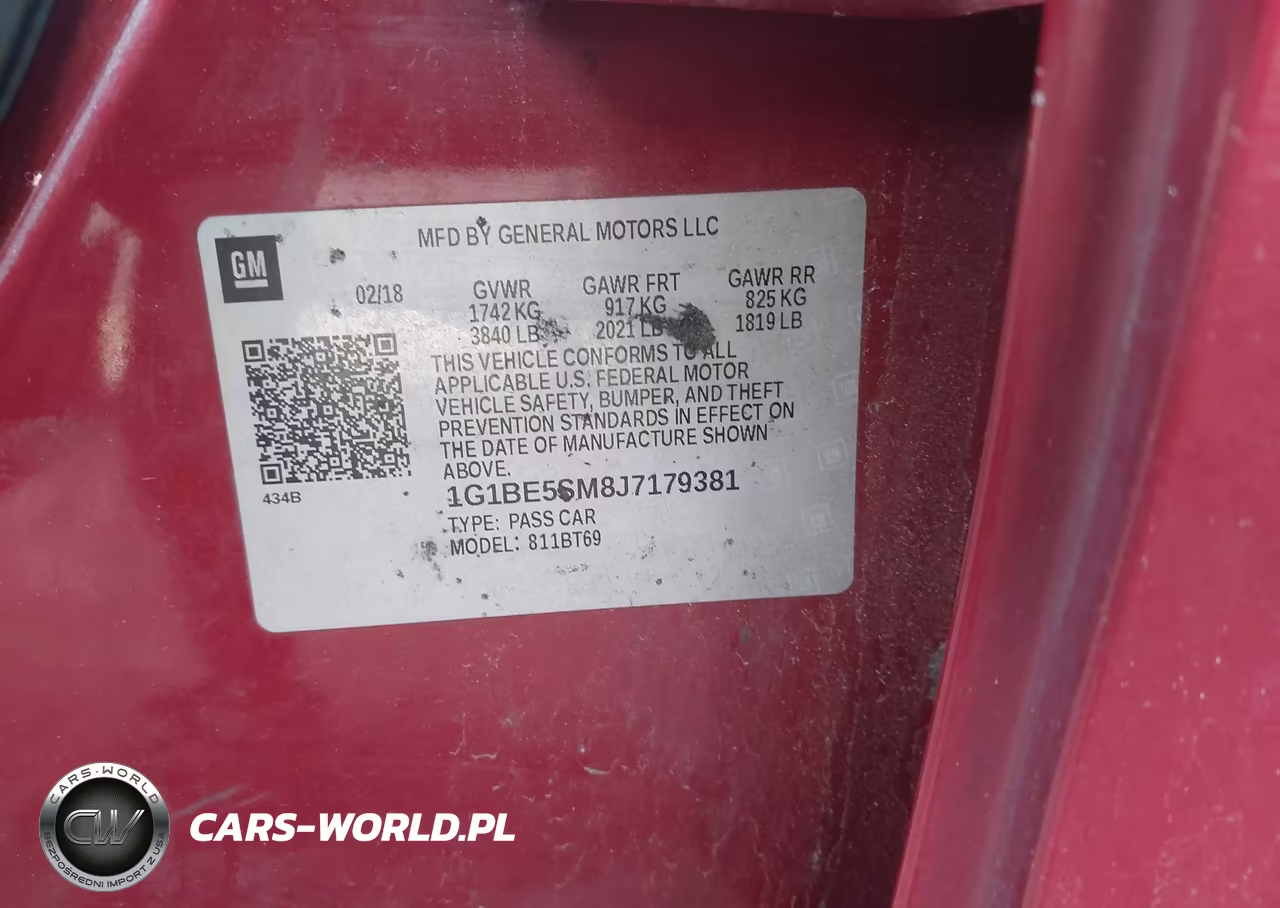 2018 Chevrolet Cruze Lt Auto VIN:1G1BE5SM8J7179381 - 9