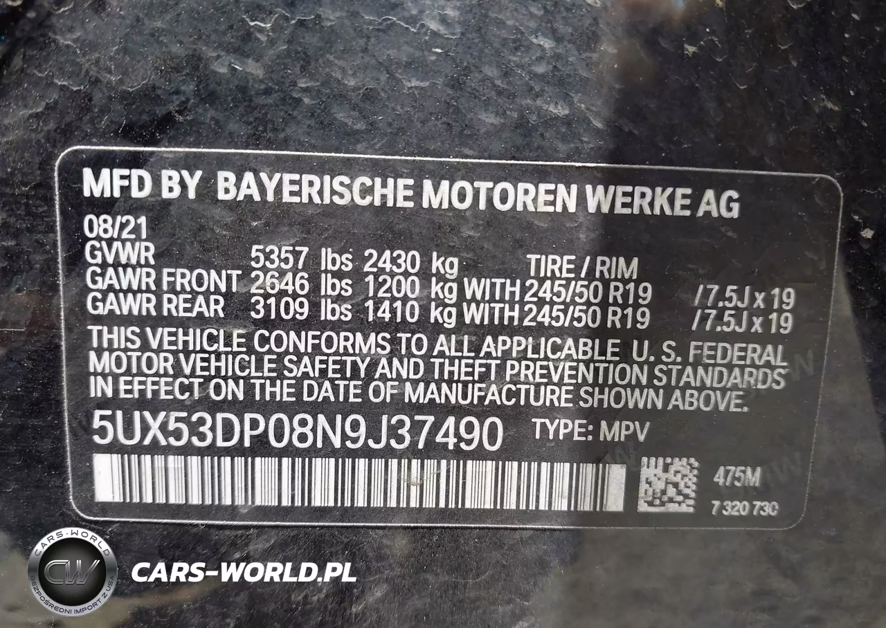 2022 BMW X3 xDrive30I VIN:5UX53DP08N9J37490 - 9